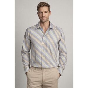 Robert Talbott Mens Long Sleeve Button Down Shirt Size L Multi Stripe